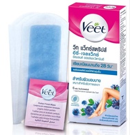 Veet Wax Strips Easy-Gel Wax Almond Oil and Vitamin E วีท แว๊กซ์สตริปส์ อีซี่-เจลแว๊กซ์ อัลมอนด์ ออยล์และวิตามินอี สำหรับผิวบอบบาง บรรจุ 6 แผ่น จำนวน 1 กล่อง