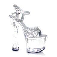 รองเท้าแตะส้นสูงคริสตัลกันน้ำ รองเท้าแตะส้นสูง 34-40 ไซส์ รองเท้าแฟชั่น รองเท้าแตะแบบสวม สำหรับงานปา