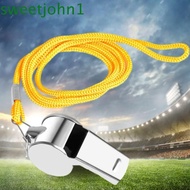 SWEETJOHN Metal Whistle, Strong With Rope Stainless Steel Whistles, Basketball Portable Compact Loud Sport Whistle Sport