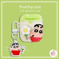 3D Cartoon Flower Crayon Shin Chan Pendant Headphone Protector Case Compatible for Airpods 1 2 Airpo