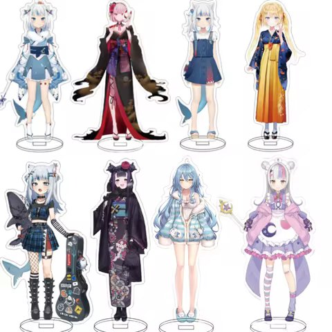 Hot Anime Hololive Vtuber Figures Ninomae Ina'nis Gawr Gura La+ Darknesss Cosplay Acrylic Stand Mode