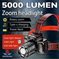 F-T51 Rechargeable Led Headlamp Flashlight Induction Motion Sensor Glare T8 Zoom Rotating 5000 Lumen