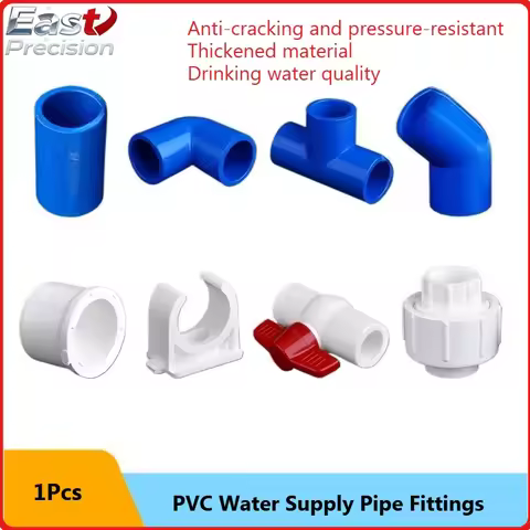 PVC Water Supply Pipe Accessories 4-Point Elbow, Direct 6 Points 25Tee 1 Inch, Live Ball Valve, Plug