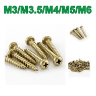 H68 Brass Cross Round Head Self-Tapping Copper Screws Furniture Self-Tapping Wood Screws M3/M3.5/M4/