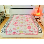 Bedsheet (Thick Type) Size 4.5-5 Feet White Pink Flower Pattern Rossi-Life Brand Second Hand Sold As