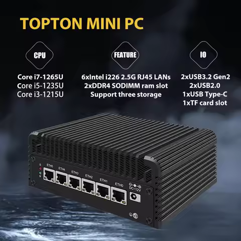 Micro Firewall Appliance Mini PC VPN Minipc Intel i7 1265U Pentium Gold 8505 6 x Intel 2.5GbE I226-V