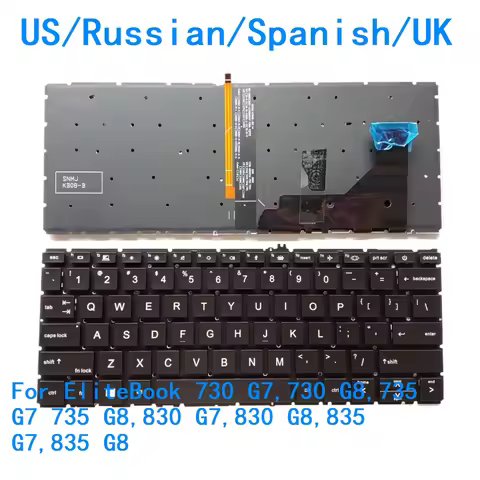 New US Russian Spanish UK Language Backlit Keyboard For HP EliteBook 730 G7,730 G8,735 G7 735 G8,830
