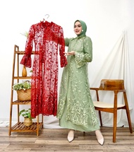 OUTER Alisha Busui Brukat Tile Bordir / Lace Outer Dress / Outer Gamis Tille Brokat / Outer Maxi Kon