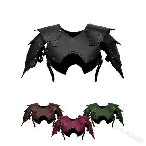 Medieval Retro Steampunk Larp Cuirass Chest Shoulder Armor Viking Warrior Costume PU Leather Breastp