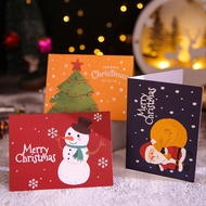 6 Pcs Cartoon Cute Merry Christmas Series Greeting Cards with Envelope Kraft Foldable Gift Cards
