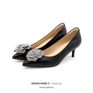 Sweet Palettes รองเท้าหนังแกะ Grace Rose 2 inch Charcoal