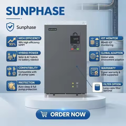 Sunphase 90kW 125HP 380VAC 3PH 99% High Efficiency MPPT DC AC Solar Pump Drive 230V - 800VDC Solar P