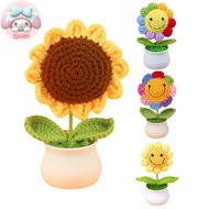 Flym 1 Piece Creative Artificial Flowers Cute Crochet SunFlower Pots Knitted Flower Graduation Flowe