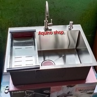 Bak cuci piring INOBE kitchen sink 1 lubang stainless steel 6045 sudah paket kompli paket keran pipa