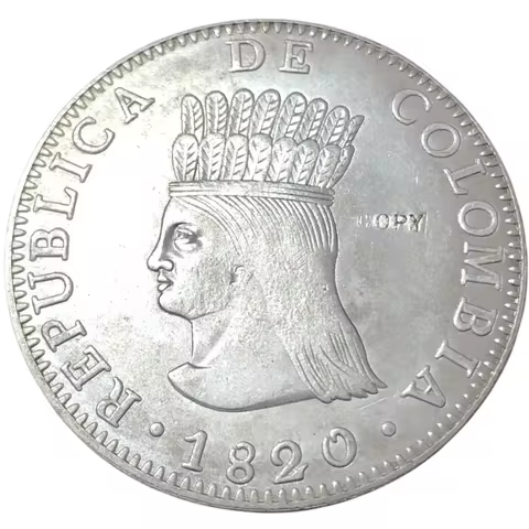 1820 Colombia 8 Reales Silver Plated Copy Coin