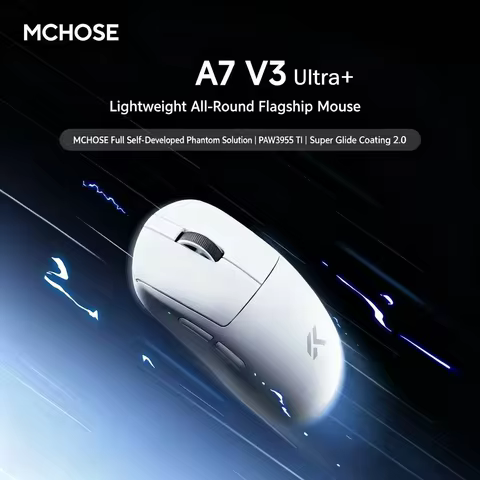 MCHOSE A7 V3 Ultra+ 50000DPI 750IPS 8K Polling Rate Wireless Gaming Mouse PAW3955 Lightweight Nordic