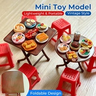 Meja Lipat Retro Kerusi Miniatur 12Pcs Food Model Dollhouse