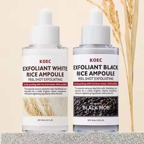 30ml KOEC Exfoliant Black & White Rice Ampoule Facial Serum Peel Shot Exfoliating Brightening Remove