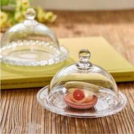 1pc Transparent Glass Cake Plate With Dome Lid – Covered Serving Tray For Dessert, Fruit & Candy, Te