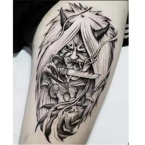 Banshee Seal Do Anime Temporary Tattoos Black Demon Scary Transfer Tattoo Body Art Waterproof Fake T
