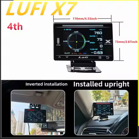 LUFI X7 4th Gauge GPS Head-up Display Turbocharged Oil Pressure Oil Temperature G Value Gyroscope LC