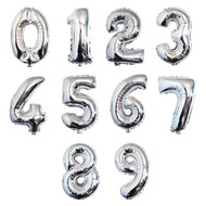 HLC - (1pcs) 40 cm Silver Number Foil Balloon Silver Number Balloon/