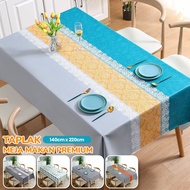 Premium Aesthetic Thick PVC Dining Table Cloth 140x170cm, 140x180cm, 140x220cm/ Waterproof Anti-Oil Tablecloth High Quality - D61-1-2-3-4D - Aesthetic