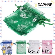 DAPHNE 10/50Pcs Drawstring Organza Bags White&amp;Colorful Jewelry Pouches Holder Wedding Gift Case