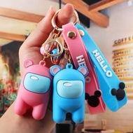 Among us keychain with lanyard keychain cute key ring key holder amongus