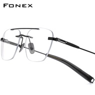 FONEX Titanium Gọng kính nam giới thiết kế thương hiệu không có vành lớn quá khổ Kính mắt dáng vuông