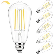 Brightever 6-Pack Dimmable Led Light Bulbs 60W Equivalent, Vintage Edison Light Bulbs, 2700K Warm Wh