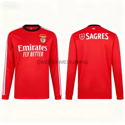 Benfica's latest men's home jersey: 2025 oversized outdoor sports long sleeved T-shirt, comfortable