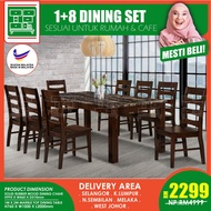 CT102NL3864 CC45W 1+8 Seater Imported Romania Marble Dining Set Kayu With High Quality Turkey Fabric Buatan Malaysia