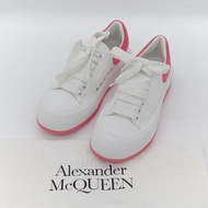 Alexander McQueen 亞歷山大·麥昆 Deck Plimsoll 白色 粉色 帆布 麂皮橡膠 繫帶厚底運動鞋 EU37