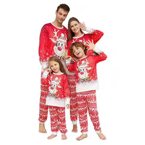 Family Christmas Matching Pajamas Set 2024 Xmas Father Mother Kids Clothes Pyjamas Mom And Daughter 