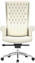 HDZWW Luxury Boss Chair, Ergonomic High Back Office Chairs, Reclining Cowhide Executive Seat, Adjustable Lifting Swivel Computer Chair (Color : White)