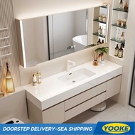 YOOK HDB Bathroom Cabinet Set with Seamless Integrated Stone-Look Ceramic Sink Basin 9e0ff