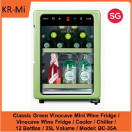 Classic Green Vinocave Mini Wine Fridge /Cooler / Chiller / 12 Bottles / 35L Volume / Model: BC-35A