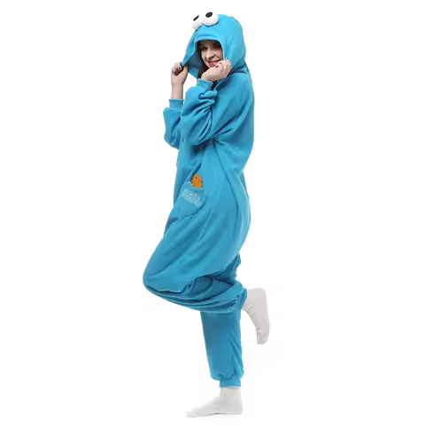 HKSNG Elmo Sesame Cookie Kigurumi Adult Sleepwear, Male and Female Role Playing Costumes, Wool