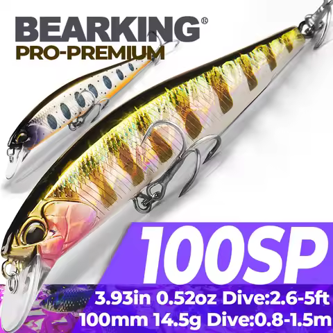 Bearking 1PCS Minnow Fishing Lure Laser Hard Artificial Bait 3D Eyes 10cm 14.5g Fishing Wobblers Cra
