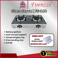 Firenzzi FS-126 FS-148    Dapur Gas Kaca Tempered Cooking Glass Gas Hob FS126 FS148 126 148