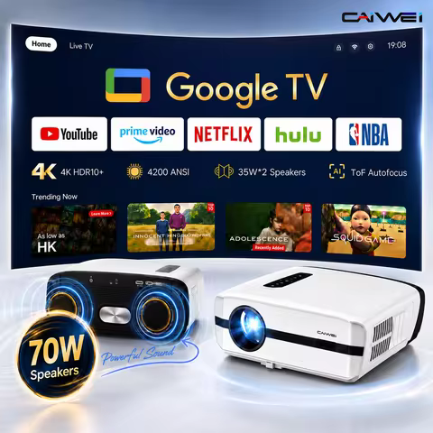 Smart TV 4K CAIWEI A9S Projector for Movies 4K 4200ANSI Google TV Full HD 1080P Home Cinema Auto Foc