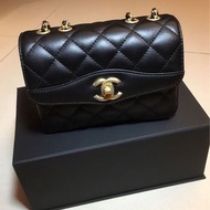 全新Chanel 新款風琴Flap bag(黑金）