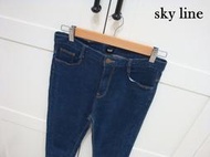 sky line/轉賣LULUS 韓製 made in korea 歐美潮模街拍緊身貼腿高腰牛仔褲長褲 深藍色XL號