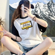Krazy Shop Two-Tone T-shirt Oversized Fashion Couple Vintage Cute Round Neck QQ8171