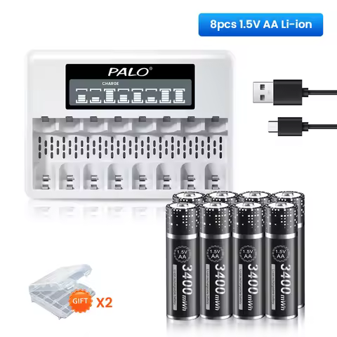 PALO 1.5V AA Rechargeable Battery 2800mWh AA Li-Ion Batteries HR6 AA Lithium Batteri With 1.5V AA AA
