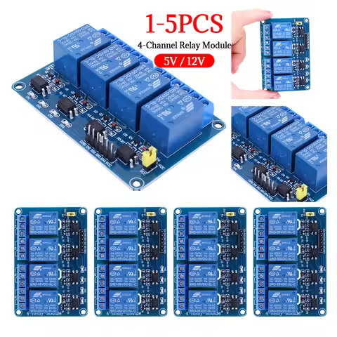 1-5PCS 4 Channel Relay Board AVR 51 PIC 5V 12V 4-Channel Relay Module with Optocoupler Relay 4 Way R