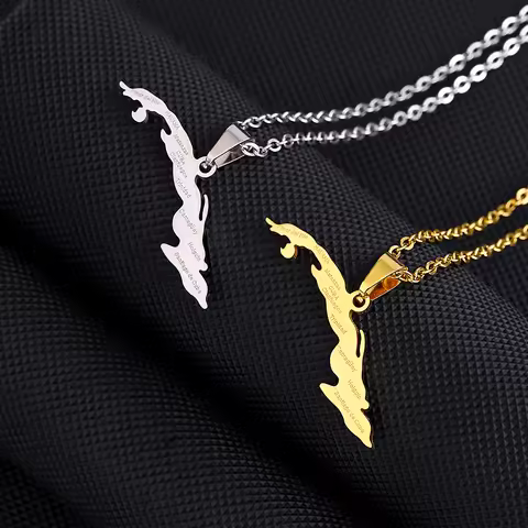 Fashion Cuba Map City Pendant Necklace Stainless Steel Gold Steel Color Men Women Ethnic Map Jewelry