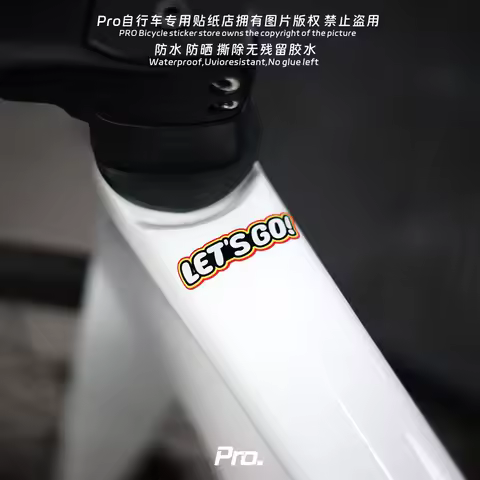 LET'S GO Bicycle Stickers for Bicycle Frame Top Tube Fun Inspirational Handwritten DIY Waterproof Ro
