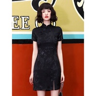 Bone-eroded cheongsam young modified retro country fashion girl dress蚀骨旗袍年轻款年改良复古国时尚少女连衣裙